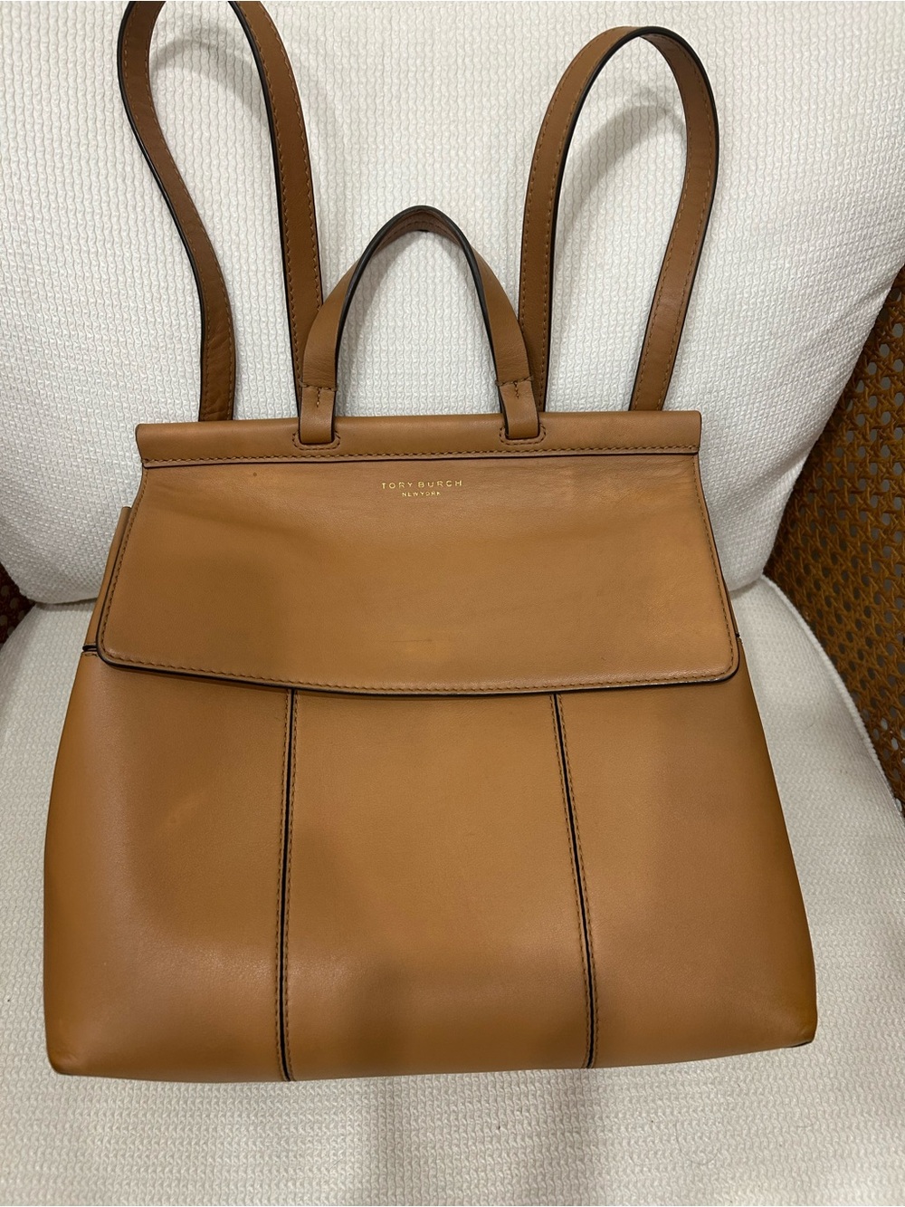 Tory Burch Tan Leather Convertible Tote Backpack